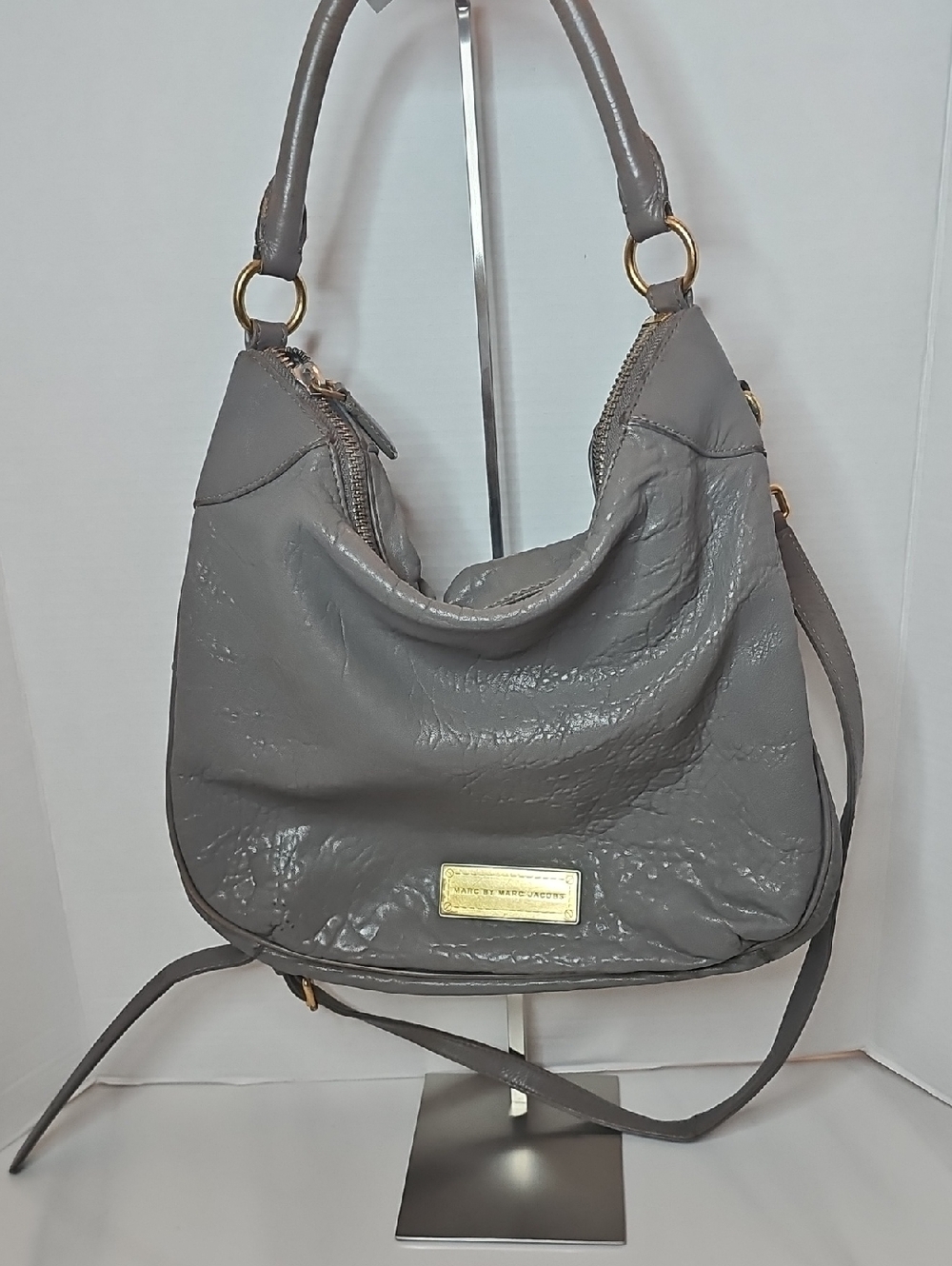 Marc by Marc Jacobs Gray Leather Hobo Bag